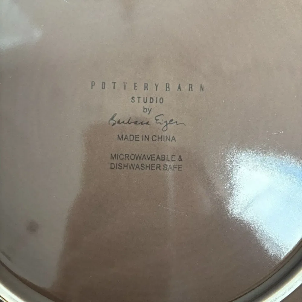 3 Pottery Barn Studio Barbara Eigen Dinner Plates 10” Cocoa Brown